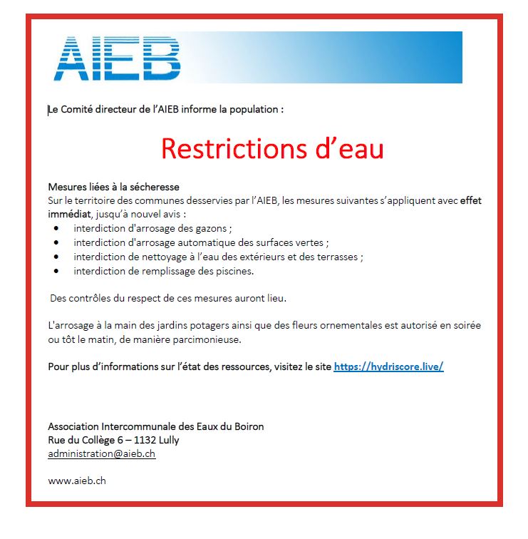 AIEB Restriction eau